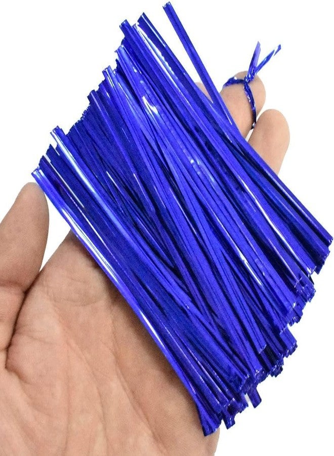 Global+plus Metallic Blue Twist Ties Wire for Cake Pops, Chocolate, Wrapping Gift, Candy & Cone Sealing (Pack of 350) - Image 1