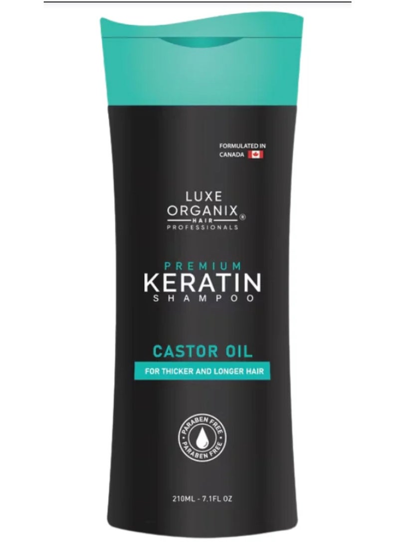 LUXE ORGANIX LUXE ORGANIX PREMIUM KERATIN SHAMPOO (CASTOR OIL FOR THICKER AND LONGER HAIR)210ML  - Image 1