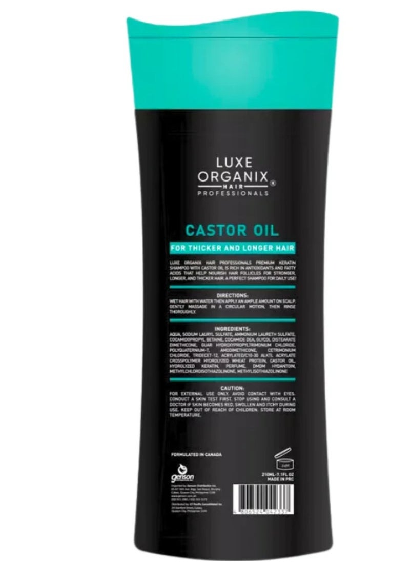 LUXE ORGANIX LUXE ORGANIX PREMIUM KERATIN SHAMPOO (CASTOR OIL FOR THICKER AND LONGER HAIR)210ML  - Image 2