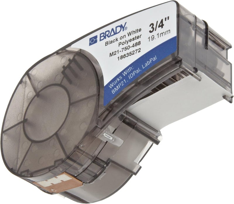Brady M21-750-488 Black on White Polyester Tape for Lab Pal - 19.1 mm - Image 4
