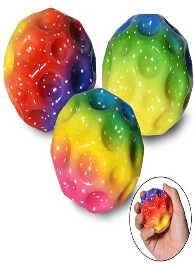 Willingood 3-St Moon Ball, Multicoloured Space Jumping Ball, Super High Bouncing Lightweight Jumping Ball, Bouncy Balls, Mini Rubber Ball for Children, Interactive Toy for Stress Relief  - Image 2