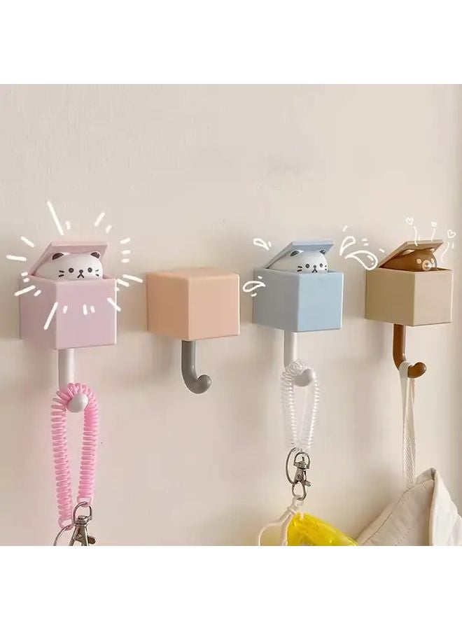 Pink Cat Wall Hook Retractable Adhesive Easy Install No Damage Home Decor - Image 3