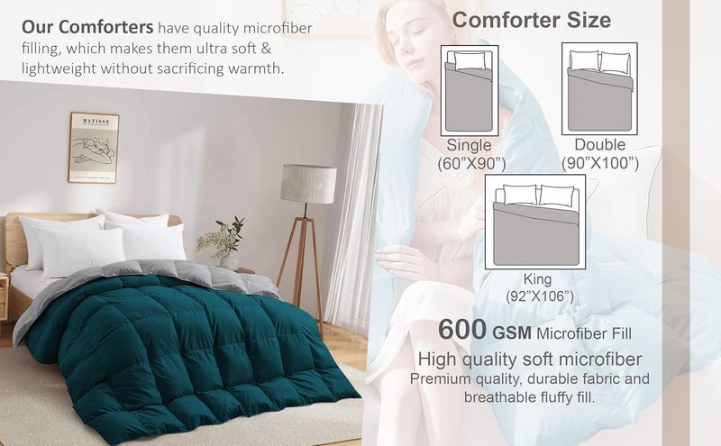 BEDDY FUSION Heavy Winter 600 GSM Comforter Double Bed Size 90X100 600 GSM Microfiber Super Soft Fluffy for Winter ComforterRajaiDuvetBlanket Double Bed WhiteSilver Grey Color - Image 5