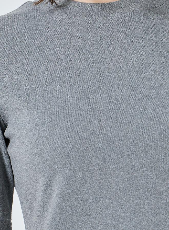 Styli Charcoal Fitted Knit T-Shirt - Image 3