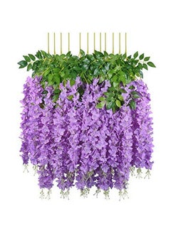 Home Buy HOME BUY Artificial Wisteria Decoration Flowers Outdoor, Festivals, Christmas, Diwali, ganpati, Home,Party,Wedding,Baby Shower,for Garland Long Hanging Decor -Purple (Pack of 12)  - Image 1