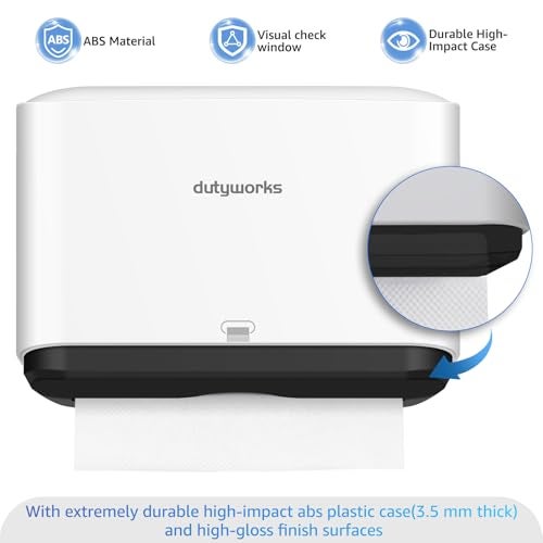 DUTYWORKS Paper Towel Dispenser Wall Mount, Multifold Paper Towel Holder Adhesive Hand Towel Dispenser for Bathroom Kitchen Commercial, White - Image 3