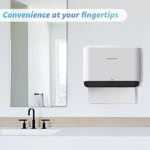 DUTYWORKS Paper Towel Dispenser Wall Mount, Multifold Paper Towel Holder Adhesive Hand Towel Dispenser for Bathroom Kitchen Commercial, White - Image 2
