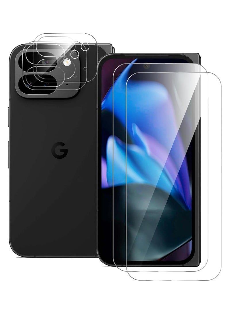 Screen Protector Compatible with Google Pixel 9 Pro Fold 2024, 【2+2 Pack】 Complete Camera Lens Protector and HD Tempered Glass, Anti Scratch, No Bubbles - Image 1