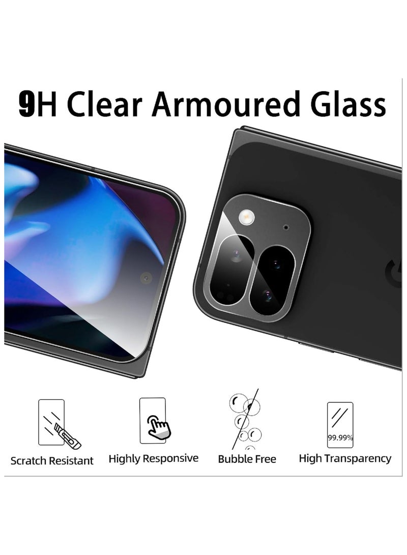 Screen Protector Compatible with Google Pixel 9 Pro Fold 2024, 【2+2 Pack】 Complete Camera Lens Protector and HD Tempered Glass, Anti Scratch, No Bubbles - Image 2
