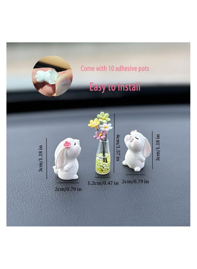 SYOSI Cute Daisy Car Dashboard Accessories, Kawaii Bunny Car Rear View Mirror Decorations for Women and Girls, Car Flowers Ornaments, Funny Gifts for Car Interior, Aesthetic Dashboard Decor, Summer Vibes - Image 4