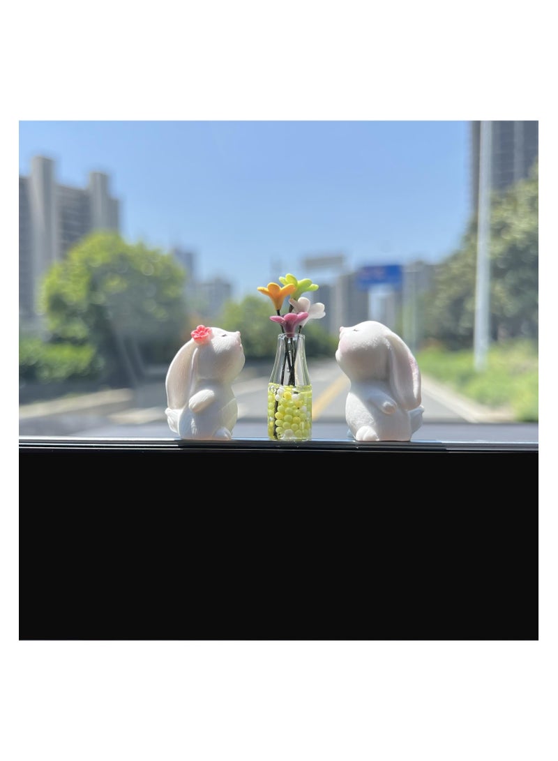SYOSI Cute Daisy Car Dashboard Accessories, Kawaii Bunny Car Rear View Mirror Decorations for Women and Girls, Car Flowers Ornaments, Funny Gifts for Car Interior, Aesthetic Dashboard Decor, Summer Vibes - Image 5