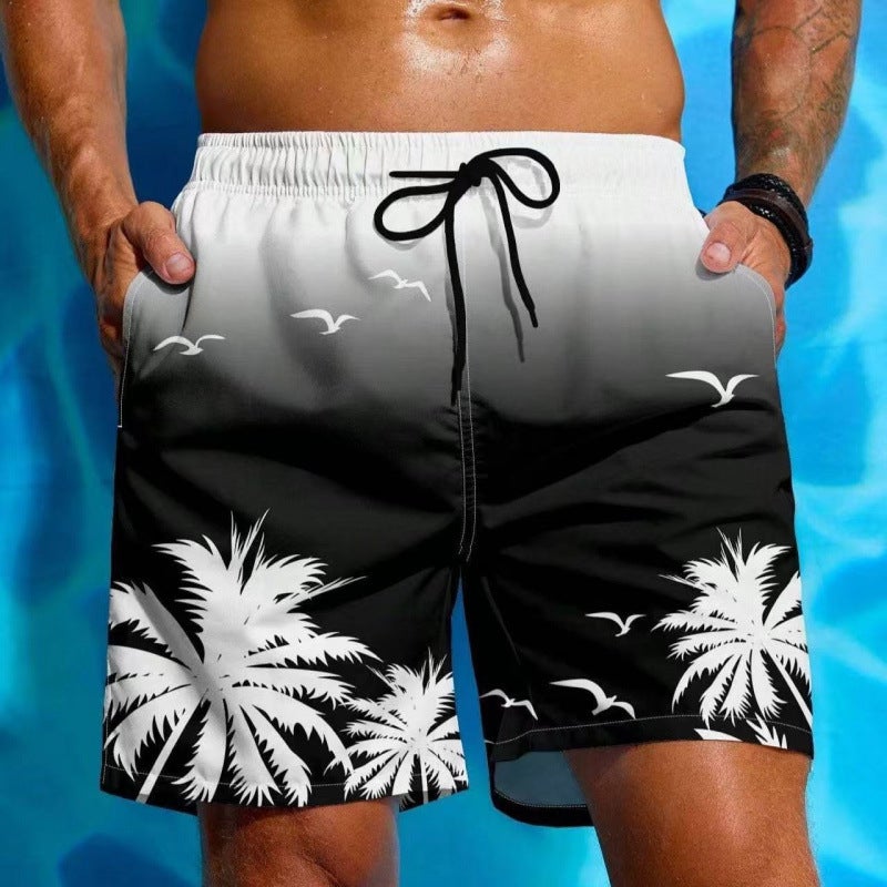 Gradient Pattern Beach Shorts Men'S Coconut Tree 3D Printed Swim Trunks Summer Hawaiian Loose Fit Casual Quick-Drying - Image 5