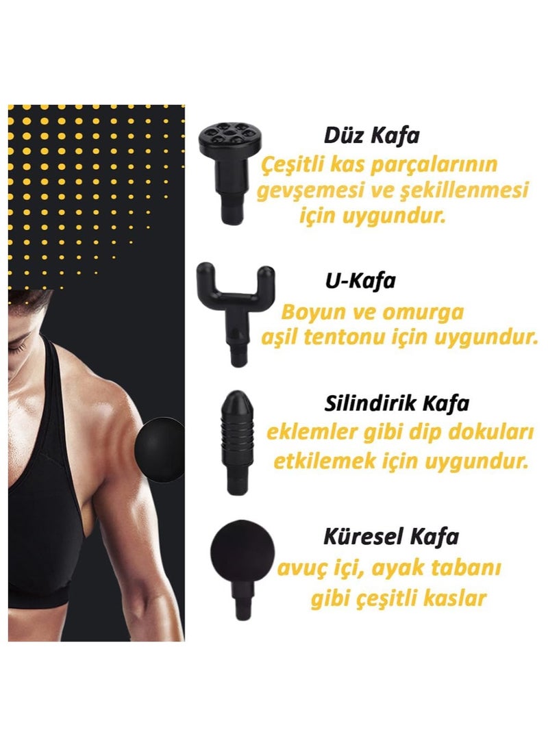 مسدس تدليك احترافي مع 4 رؤوس ، 6 سرعات مدلك بالاهتزاز - Image 3