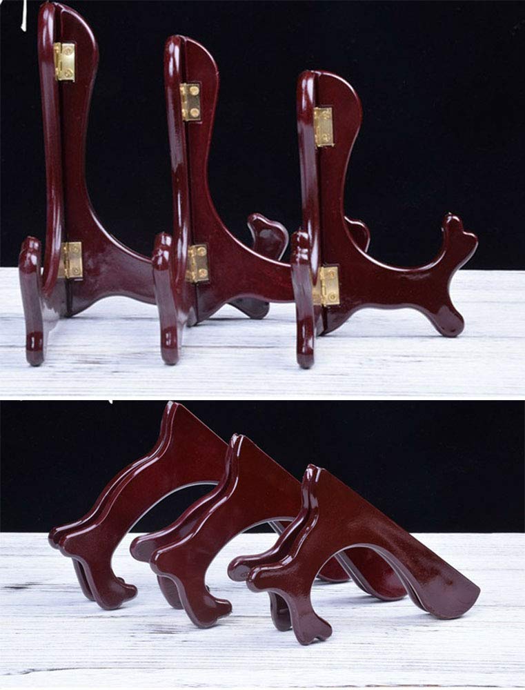 Onwon Wooden Easel Mahogany Finish Display Stand Plate Holder Picture Frame Folding Display Stand (5 inches) - Image 3
