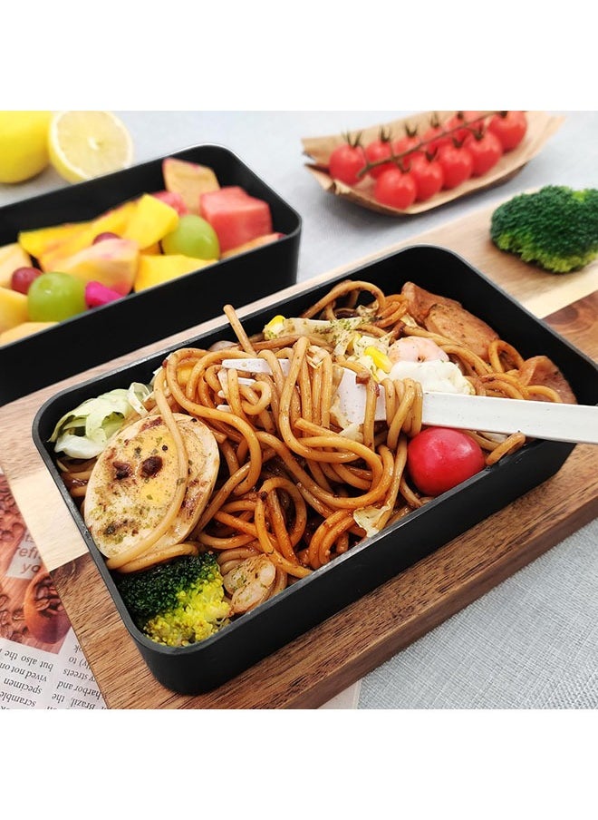 Arabest - 1200ml Lunch Box, Double Bamboo Lid Bento Lunch Box, Japanese Bento Box,2 In 1 Compartment Bento Box, Stackable Lunch Container, Suitable For Lunch With Cutlery And Lunch - Image 1