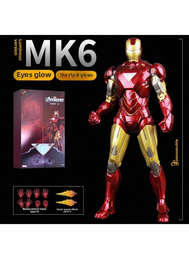 Zhongdong Iron Man Hand-made MK85 Marvel 3 Avengers 2 Mark 50 Luminous Action Figure Model Toy-Color:Iron Man Mk6 Luminous Version 1907-06