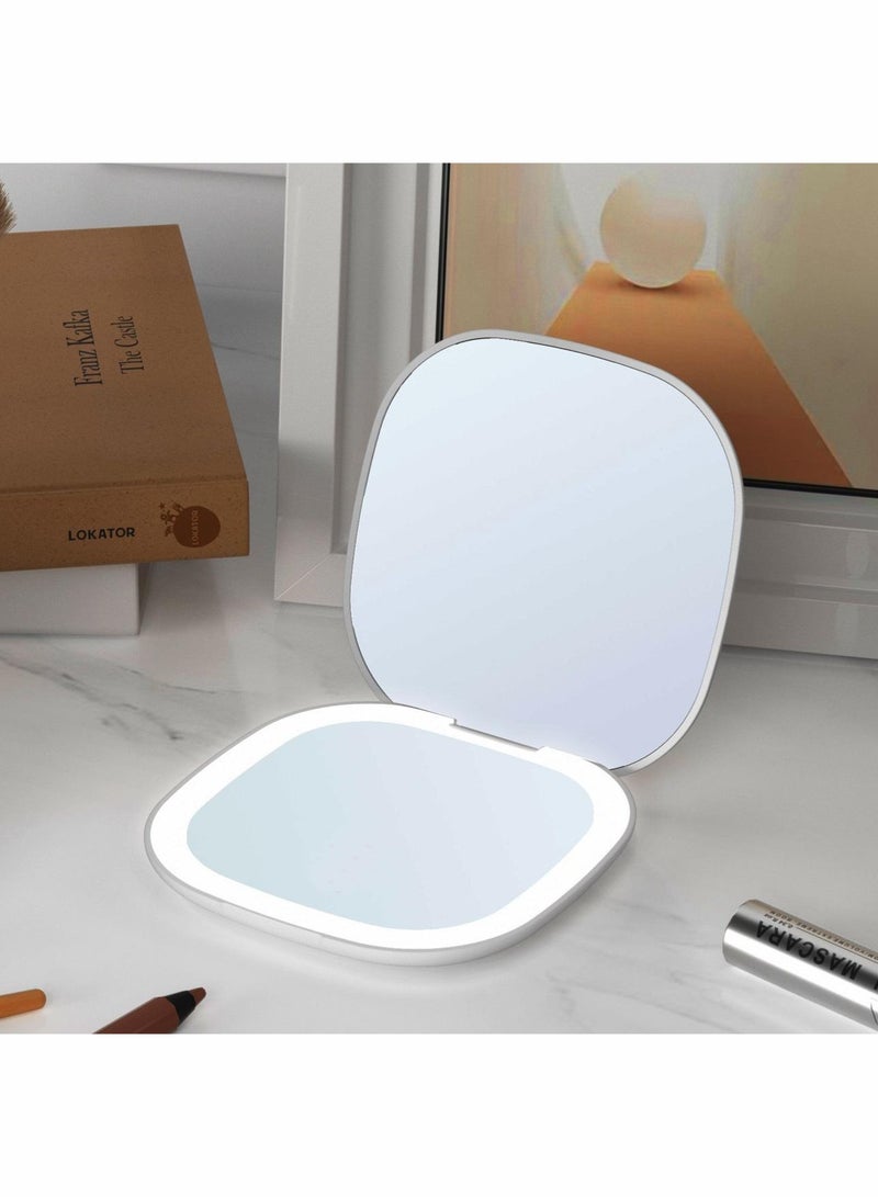 Portable Folding Travel LED Cosmetic Mirror, Handheld Small Compact Mirror - Image 3