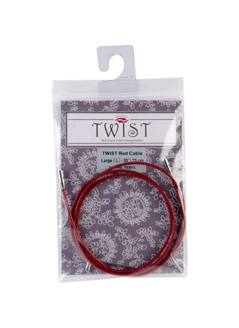 TOFOCO ChiaoGoo Cable 30 inch 75cm with Key for Twist Red Lace Interchangeable Large Knitting Needle Set 7530L 