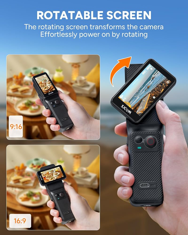 SJCAM C400 Vlogging Creators Combo, with 128GB Card, 4K Pocket Handheld Action Camera, 7H Power, 6-Axis Stabilisation, Waterproof, 2.29'' Touch Screen Travel Video Camera for Recording, Camcorder - Image 5
