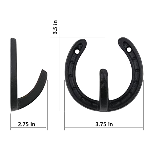 ICObuty Coat Hook Hat Horse Hook Vintage Wrought Iron Wall Mounted Screws Included Wall Hook (Horseshoe) - Image 2