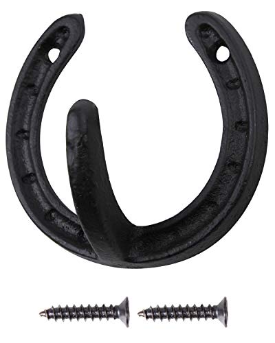 ICObuty Coat Hook Hat Horse Hook Vintage Wrought Iron Wall Mounted Screws Included Wall Hook (Horseshoe) - Image 4