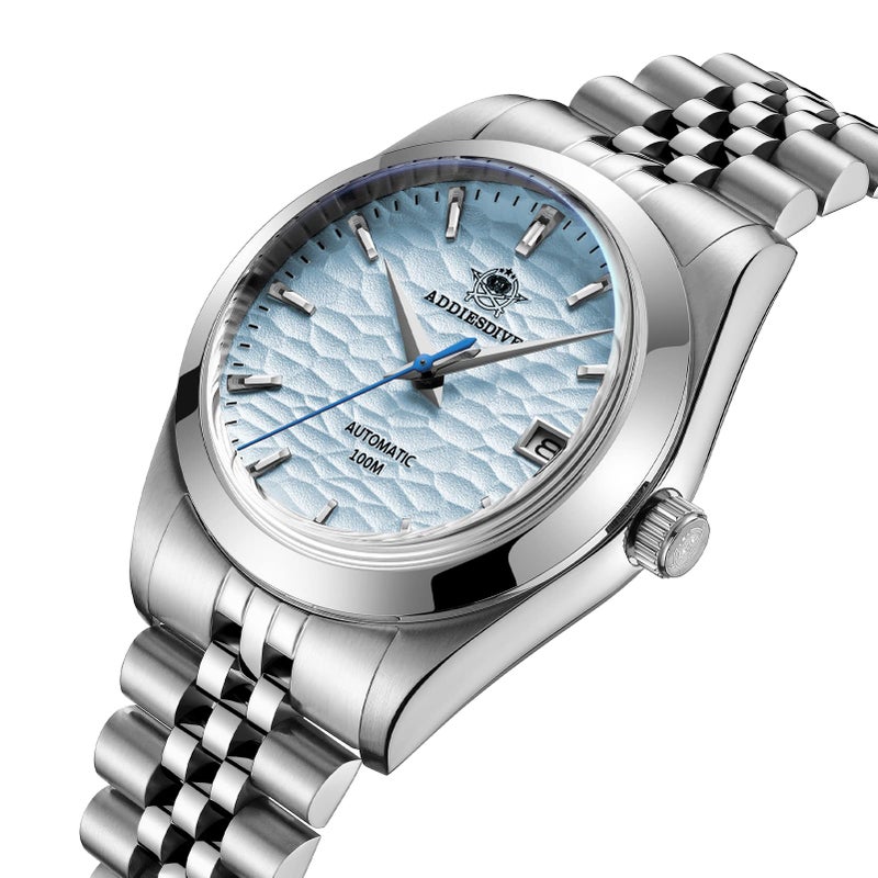 ADDIESDIVE Men's Wrist Watch Automatic Sapphire Crystal 100 M Waterproof Mechanical NH35A Analog Small Sky Blue Dial - Image 2