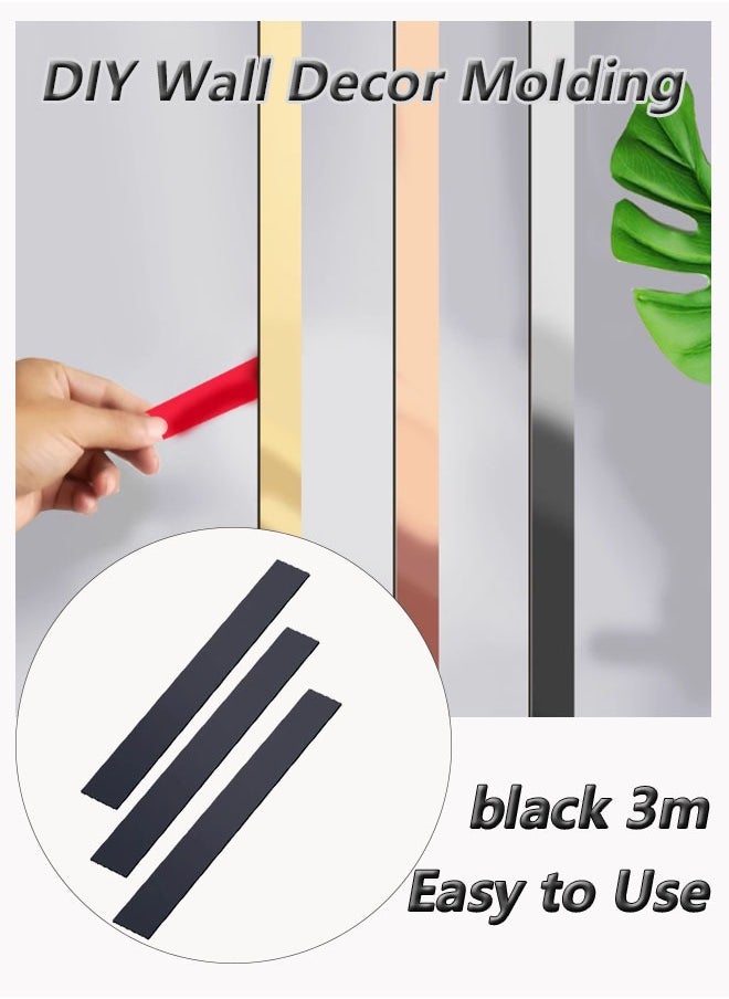 Generic 3 Meter Stainless Steel Flat Decorative Line Wall Sticker Background Wall Ceiling Edge Strip Self-adhesive Decorative    Self-Adhesive Stainless Steel Mirror Decorative Strips - gold Wall Trim, Peel & Stick Metal Frame Border for  Mirror Frame, Wall, Fireplace and Home DIY Decoration  - Image 1