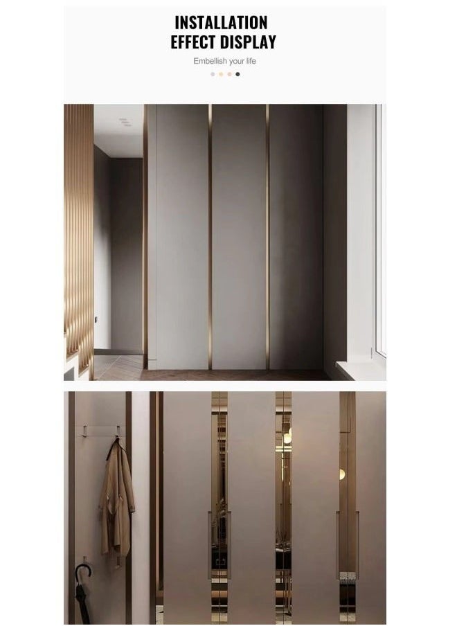 Generic 3 Meter Stainless Steel Flat Decorative Line Wall Sticker Background Wall Ceiling Edge Strip Self-adhesive Decorative    Self-Adhesive Stainless Steel Mirror Decorative Strips - gold Wall Trim, Peel & Stick Metal Frame Border for  Mirror Frame, Wall, Fireplace and Home DIY Decoration  - Image 5