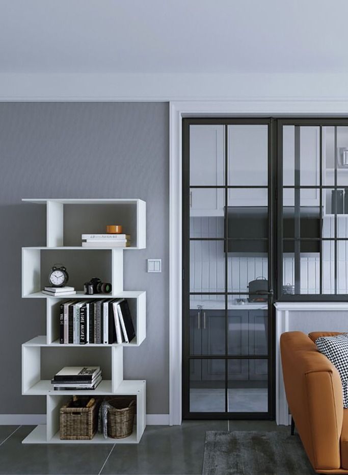 MODERN HOME Modern 5-Tier S-Shaped Bookcase | White Zigzag Geometric Display & Storage Shelf - Image 3