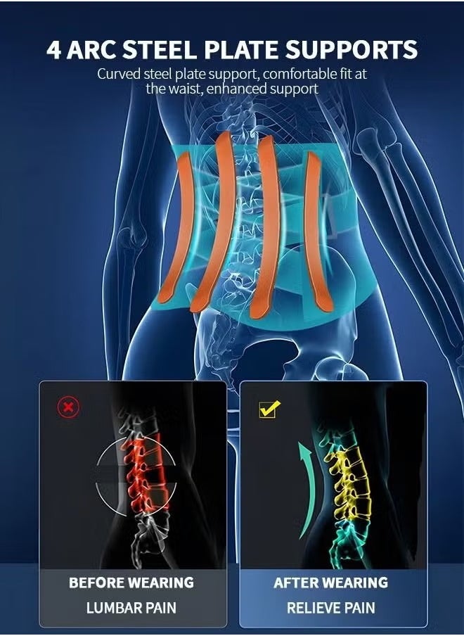 MLADEN Back Braces for Men and Women, Adjustable Back Support Belt Breathable Lumbar Support for Lower Back Pain Relief,Self Heating Waist Protection Lumbar Support with 3 Gaskets  - Image 4