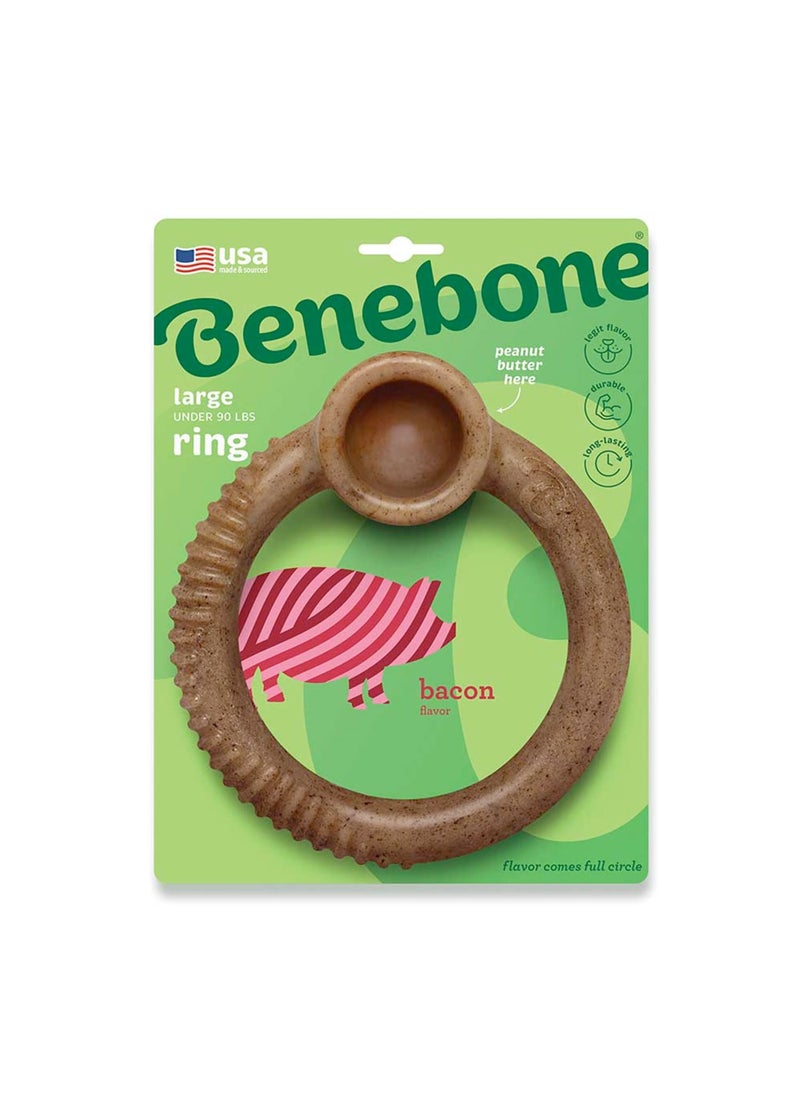 Benebone Ring Dog Toy Bacon - Image 1