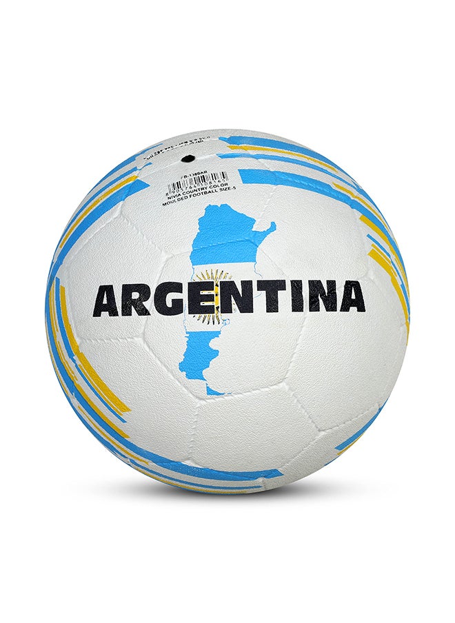 Nivia Country Colour Argentina Football | Size 5 | Machine Stitched | Rubberized Moulded | 12 Panel | Waterproof | Soccer Ball  - Image 1
