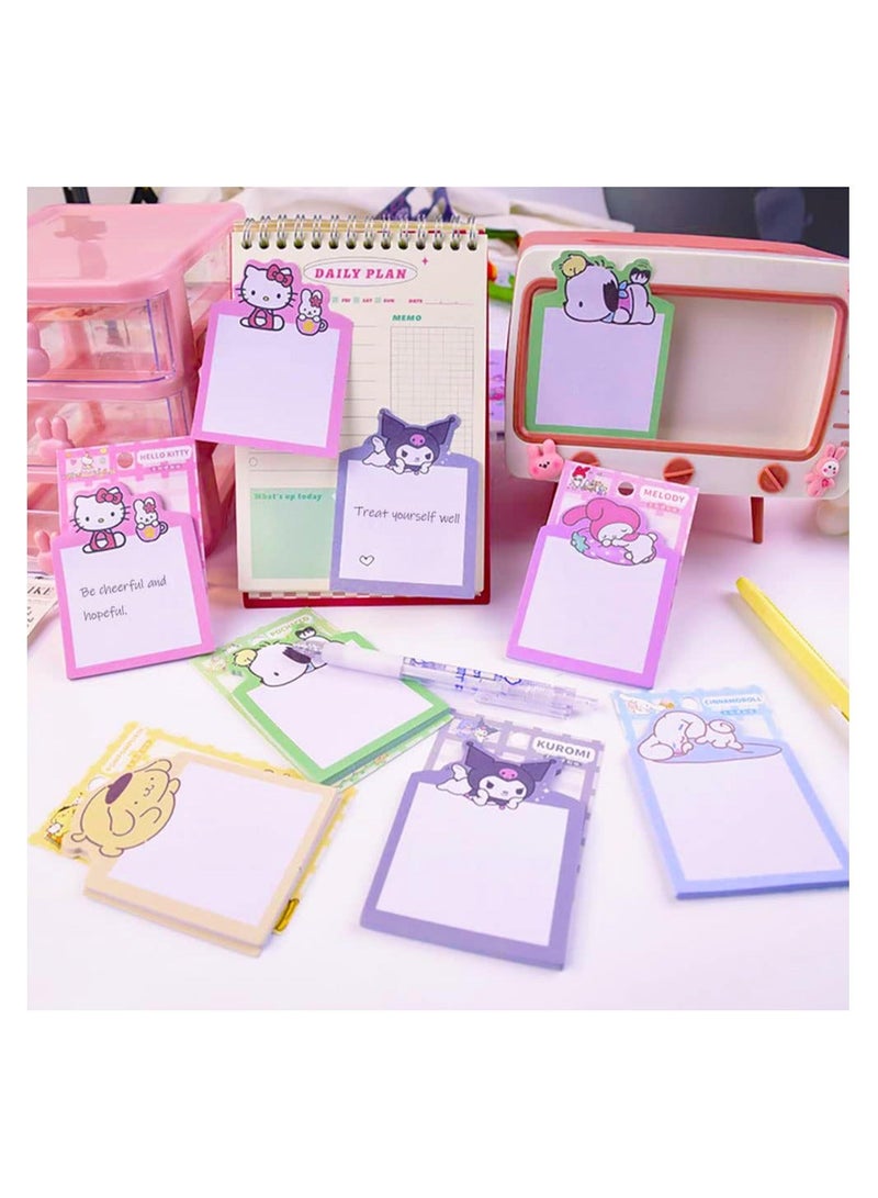 Y&D Cute Sticky Notes, Kawaii Sanrio School Supplies, Stationary 3.75x2.75 in Cartoon Series Self-Stick Note Pads Fun Office Supplies Set 6 Pack  - Image 2