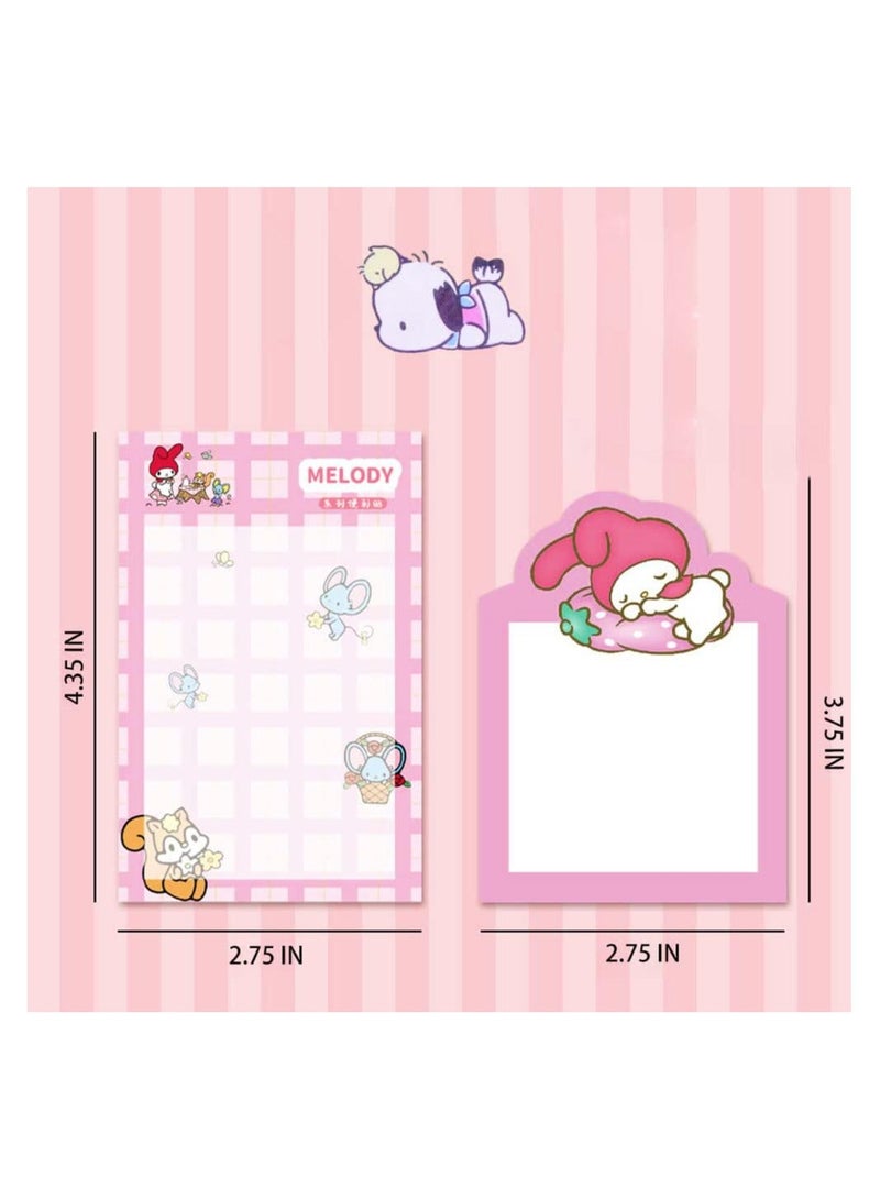 Y&D Cute Sticky Notes, Kawaii Sanrio School Supplies, Stationary 3.75x2.75 in Cartoon Series Self-Stick Note Pads Fun Office Supplies Set 6 Pack  - Image 5