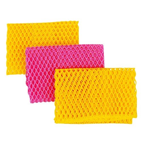 TOP CLEAN Innovative Dish Washing Net Cloths/Scourer - 100% Odor Free/Quick Dry - No More Sponges with Smell - Perfect Scrubber for Washing Dishes - 11 by 11 inches - 3PCS - Yellow/Pink/Yellow or - Image 1