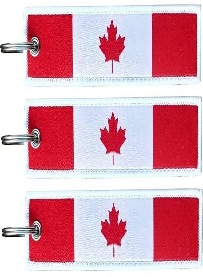 JAVD Canada Flag Keychain Tag with Key Ring (3 Pack) - Image 1
