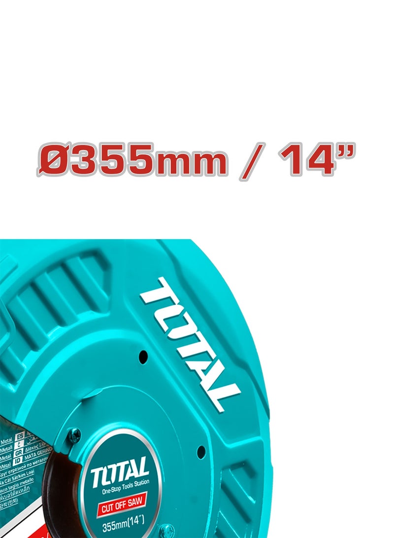 Total 2200W Cut Off Saw, 355mm Blade Size, 3700rpm No-Load Speed, Metal Cutting Machine with 14 Inch Cutting Disc - Image 3