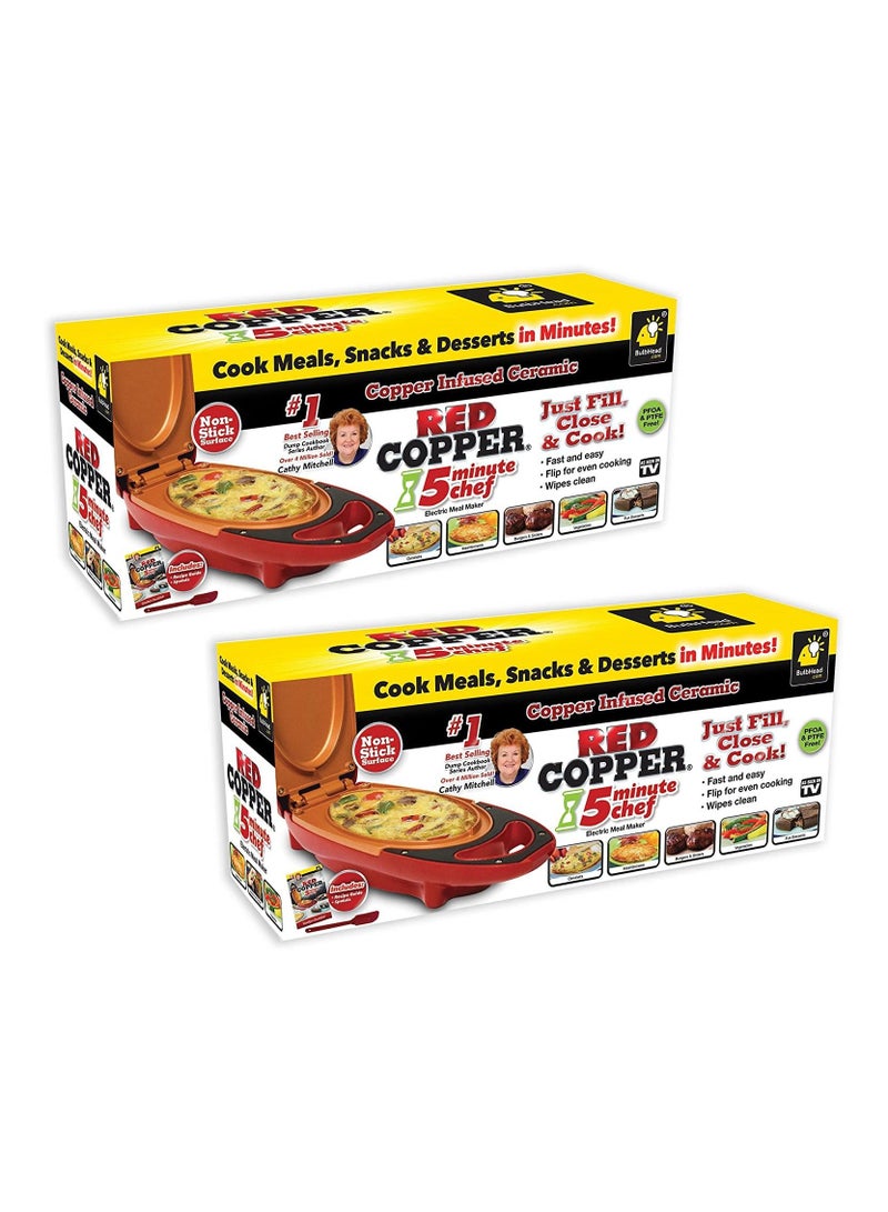 Red Copper مقلاة كهربائية ريد كوبر 5 مينت شيف للقلي بدون دخان، مقلاة غير لاصقة لشرائح اللحم - Image 4