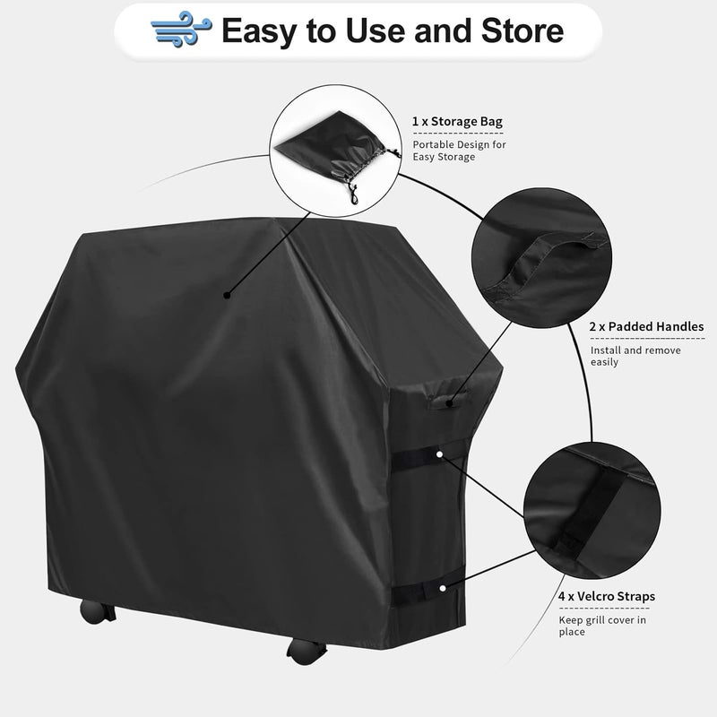 OutdoorLines غطاء شواء خارجي مقاوم للماء ومتين من - غطاء شواء عالمي مقاوم للأشعة فوق البنفسجية لشواية الغاز الخارجية، مقاس 58 طول × 24 عرض × 44 ارتفاع بوصة، أسود - Image 5