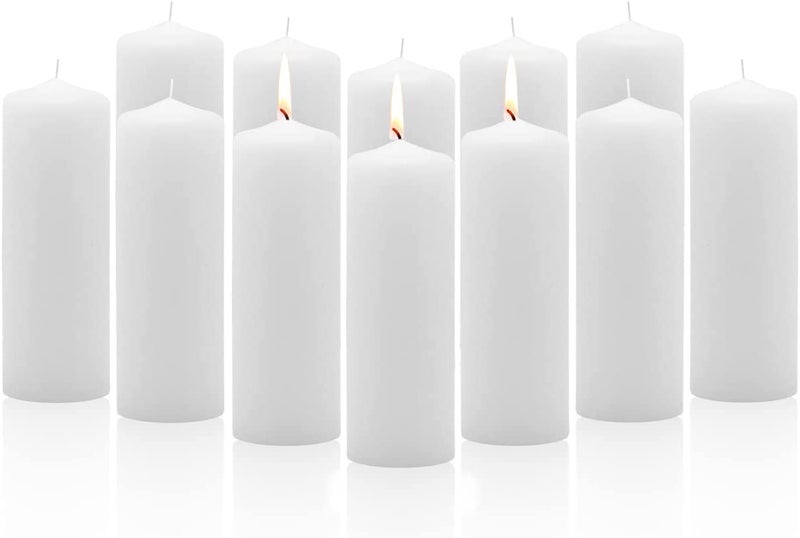 atorakushon Paraffin Wax Smokeless Scented White Tall Pillar Candle for Home Decoration Diwali Birthday Party Restaurants Spa Church (Pack of 6) - Image 1