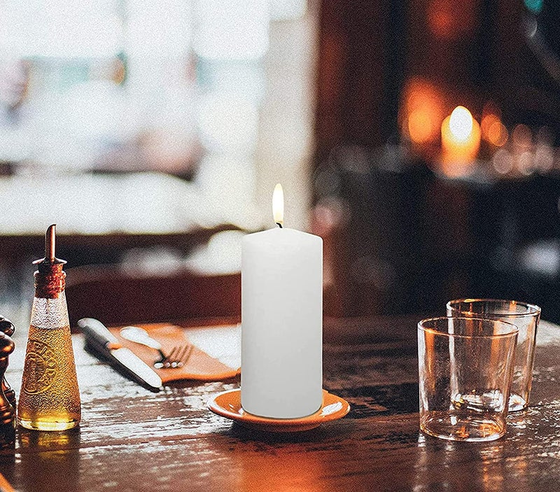 atorakushon Paraffin Wax Smokeless Scented White Tall Pillar Candle for Home Decoration Diwali Birthday Party Restaurants Spa Church (Pack of 6) - Image 3