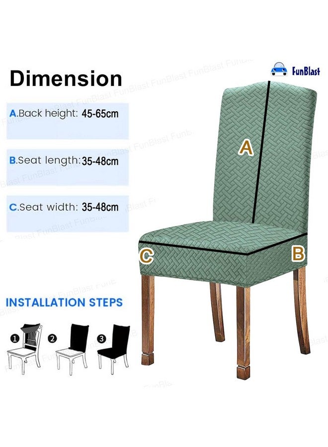 فنبلاست أغطية كراسي FunBlast - غطاء كرسي جاكار عالمي، غطاء كرسي طعام مرن قابل للإزالة والغسل، غطاء مقعد واقي، غطاء كرسي طعام قصير (أخضر ساغا، عبوة من 6 قطع) - Image 4