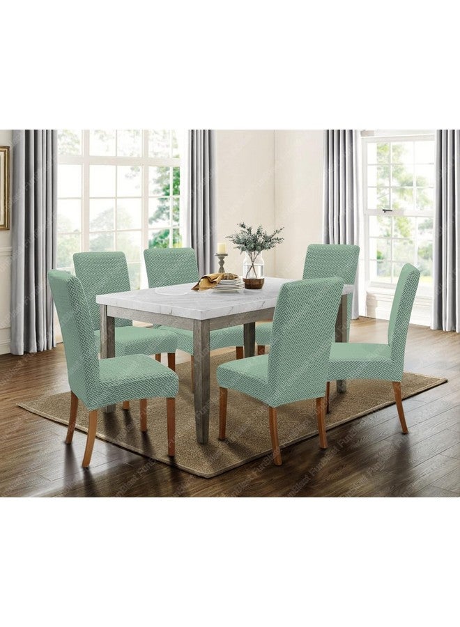 فنبلاست أغطية كراسي FunBlast - غطاء كرسي جاكار عالمي، غطاء كرسي طعام مرن قابل للإزالة والغسل، غطاء مقعد واقي، غطاء كرسي طعام قصير (أخضر ساغا، عبوة من 6 قطع) - Image 3