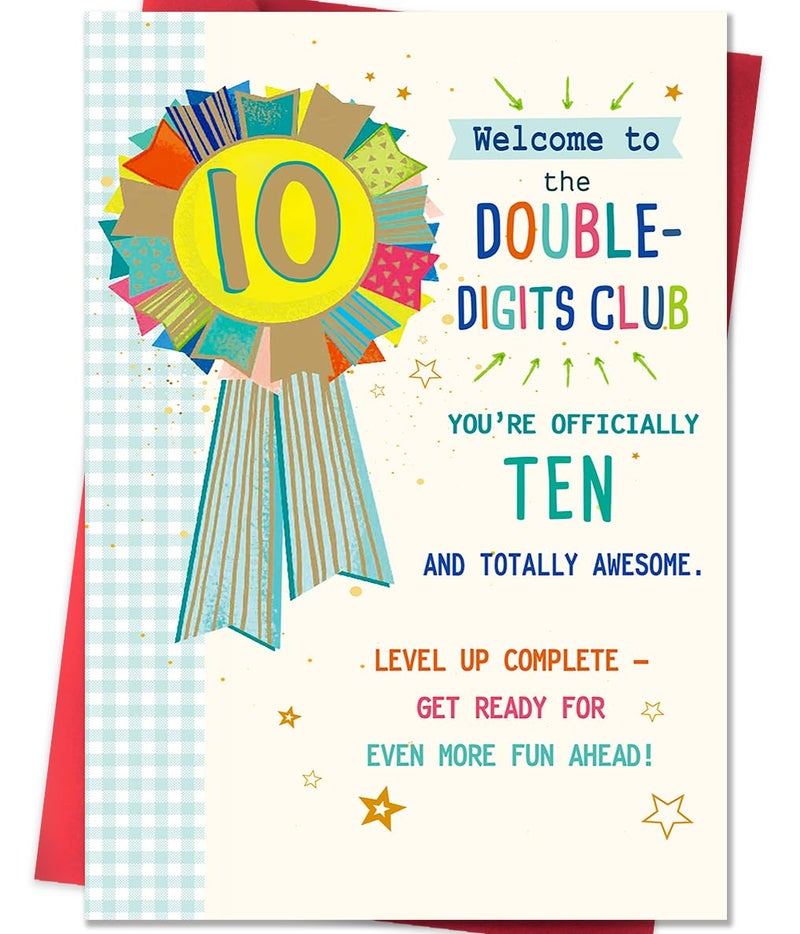 Beixian Funny 10th Birthday Card, Happy 10th Birthday Decorations for Boys Girls, Sweet 10 Year Old Birthday Gifts for Son Daughter - Image 1