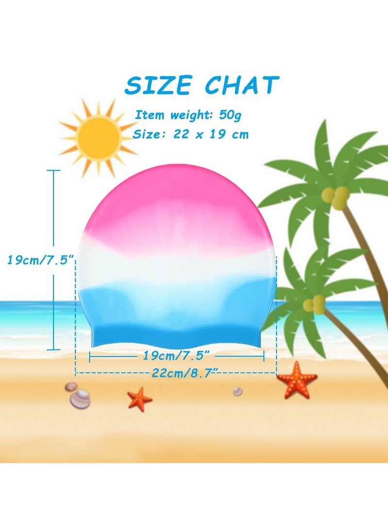 زيريفام قبعة سباحة للأطفال، عبوة من قطعتين من قبعات السباحة المرنة المصنوعة من السيليكون للأولاد والبنات والمراهقين والأطفال الصغار، قبعات سباحة مقاومة للماء للشعر الطويل والقصير للحفاظ على الشعر جافًا - Image 2