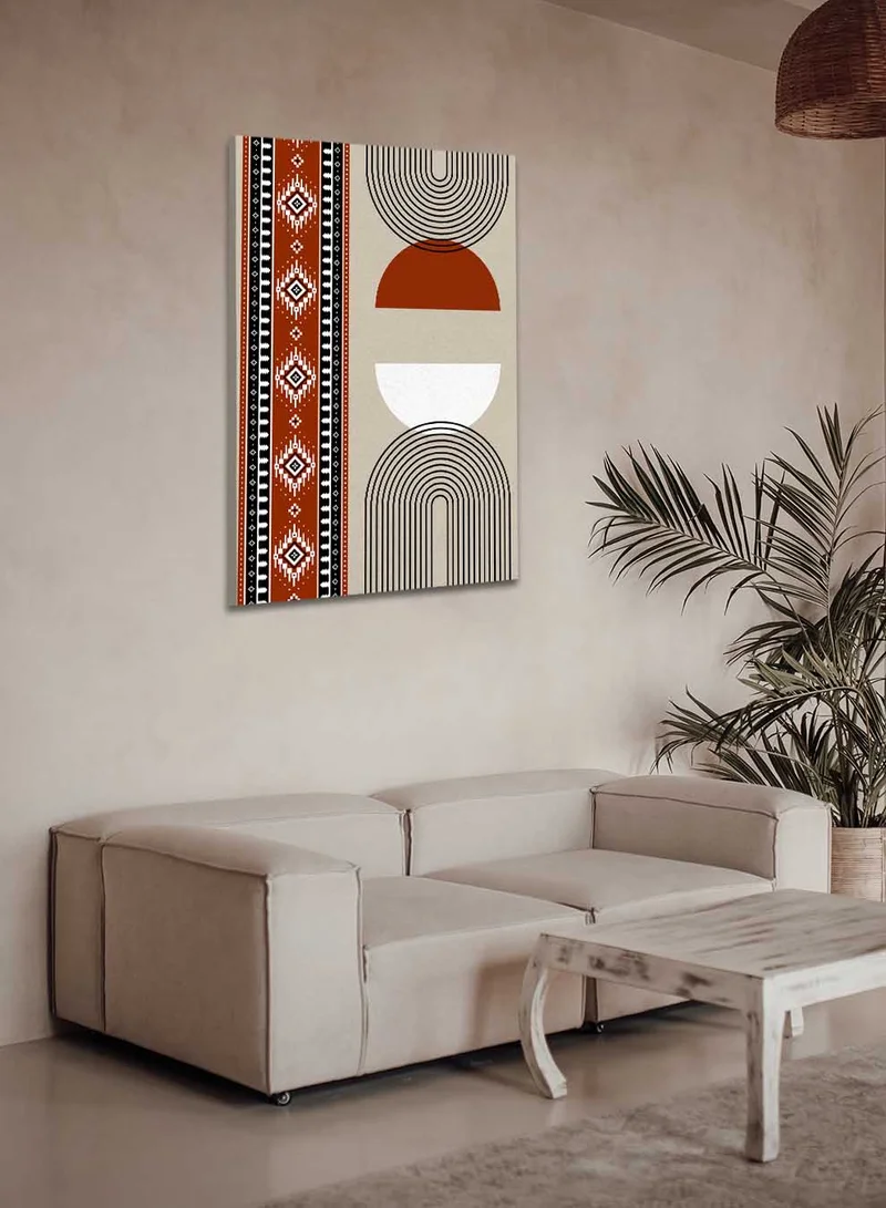 لوحة لوحة كانفاس على إطار خشبي بتصميم مستوحى من الطابع السعودي