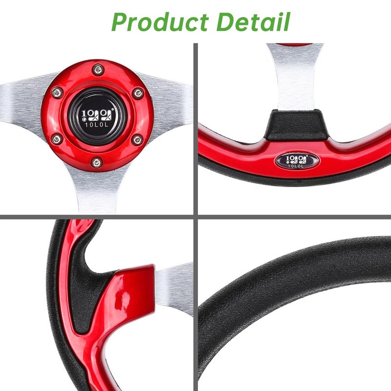 10L0L Golf Cart Steering Wheel, Universal Design Fit Yamaha, EZGO RXV & TXT, Club Car DS, Club Car Precedent Tempo, Most Golf Cart(Red) - Image 4