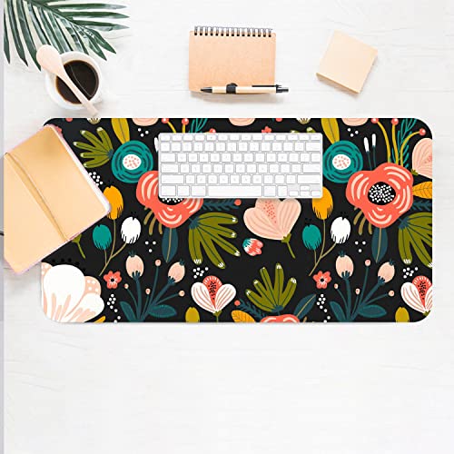 YOUWOUS Desk Mat Large Protector Pad 23.6" ×11.8", Non-Slip PU Leather Desk Blotter, Waterproof Mouse Pad for Office Home Black Floral - Image 5