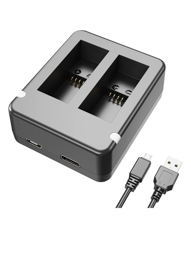 Dual Battery Charger, Compatible Dual Battery Charger for GoPro Hero 9/10/11 Black, Battery Charger Station with Micro USB Cable, Support Micro-USB/Type-C USB Port Charging - Image 1
