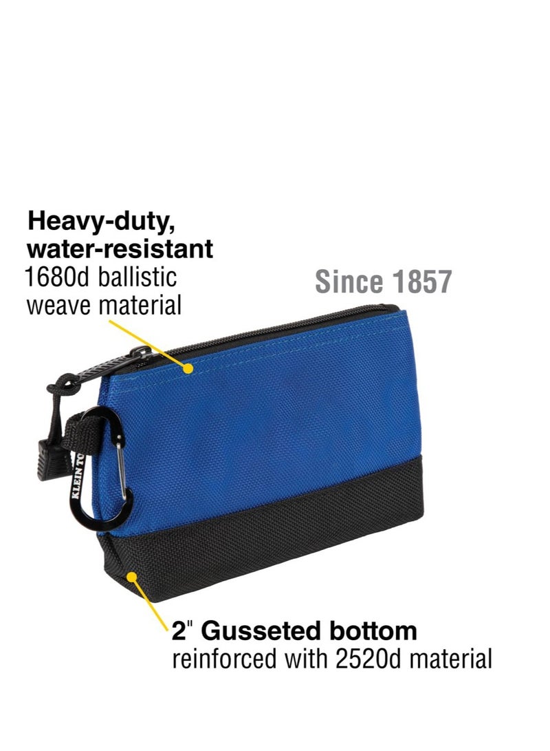 SOLARAE Zipper Bag Tool Pouch with Carabiners, Canvas Tool Bags, 7-Inch Blue and 14-Inch Gray Utility Bags, Canvas Tool Multipurpose Pouch Tote Bag, with Reinforced Bottom, 2-Pack - Image 2